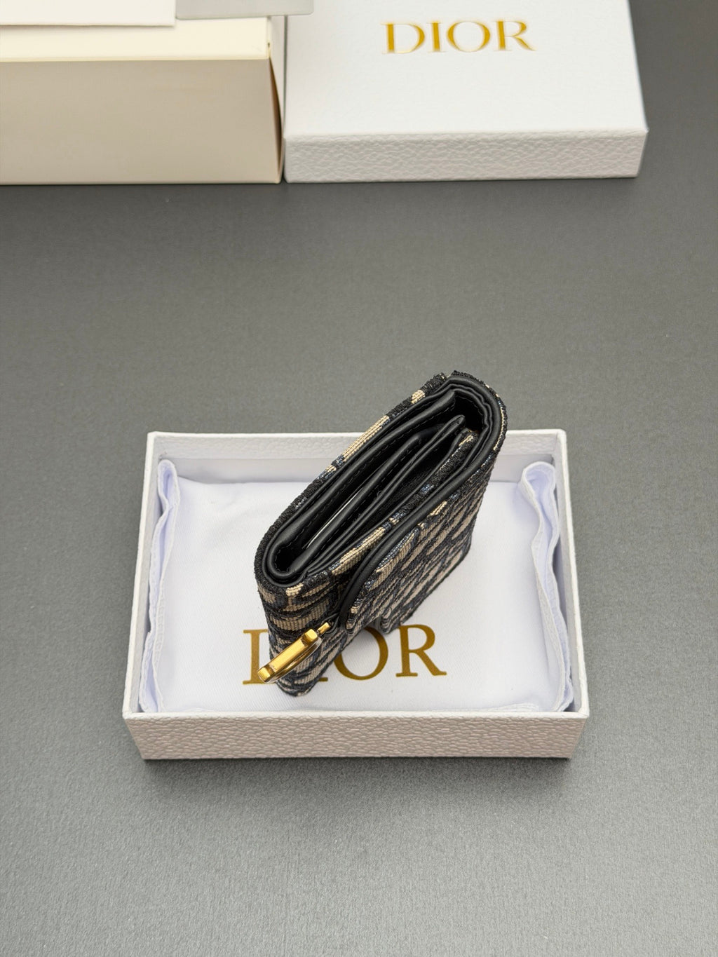 Dior Saddle Lotus Wallet in Oblique Jacquard
