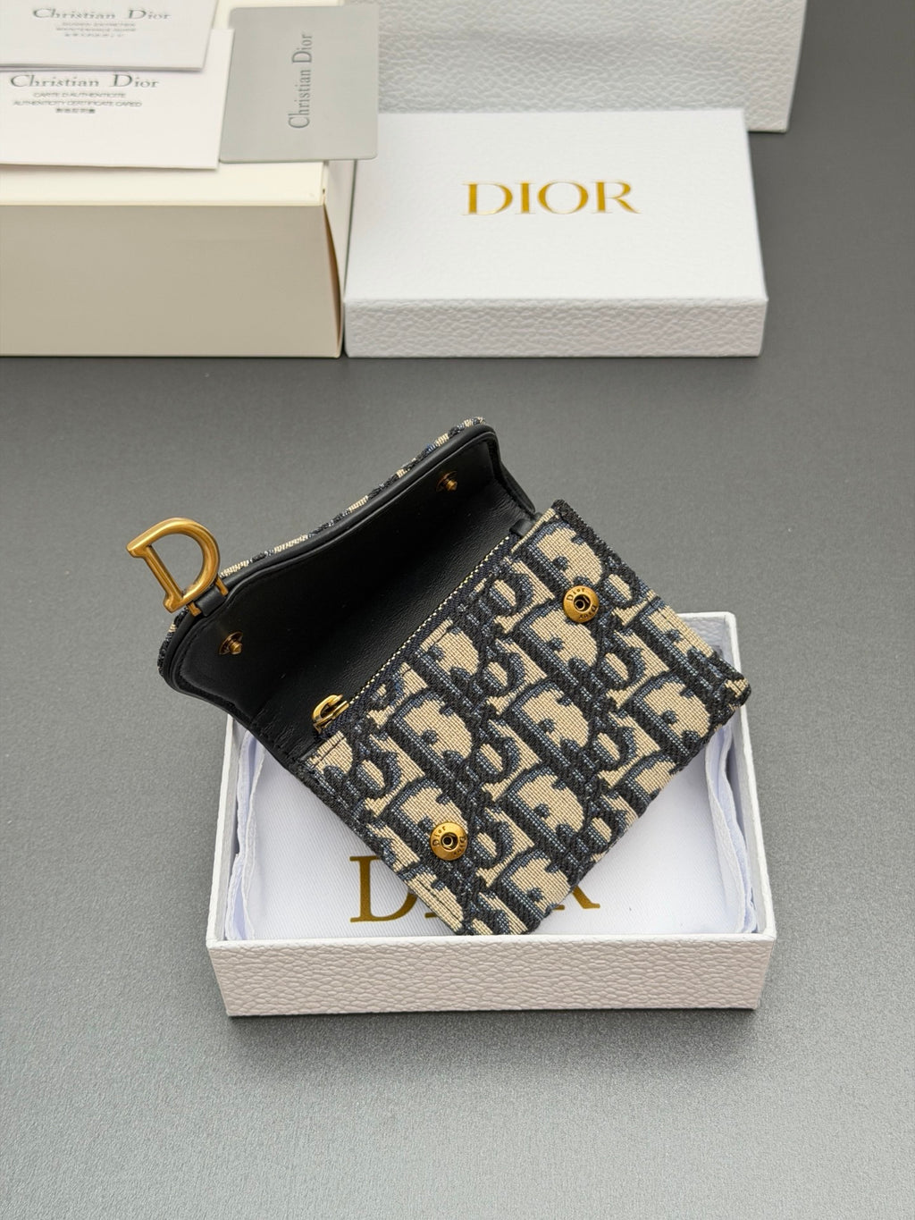 Dior Saddle Lotus Wallet in Oblique Jacquard