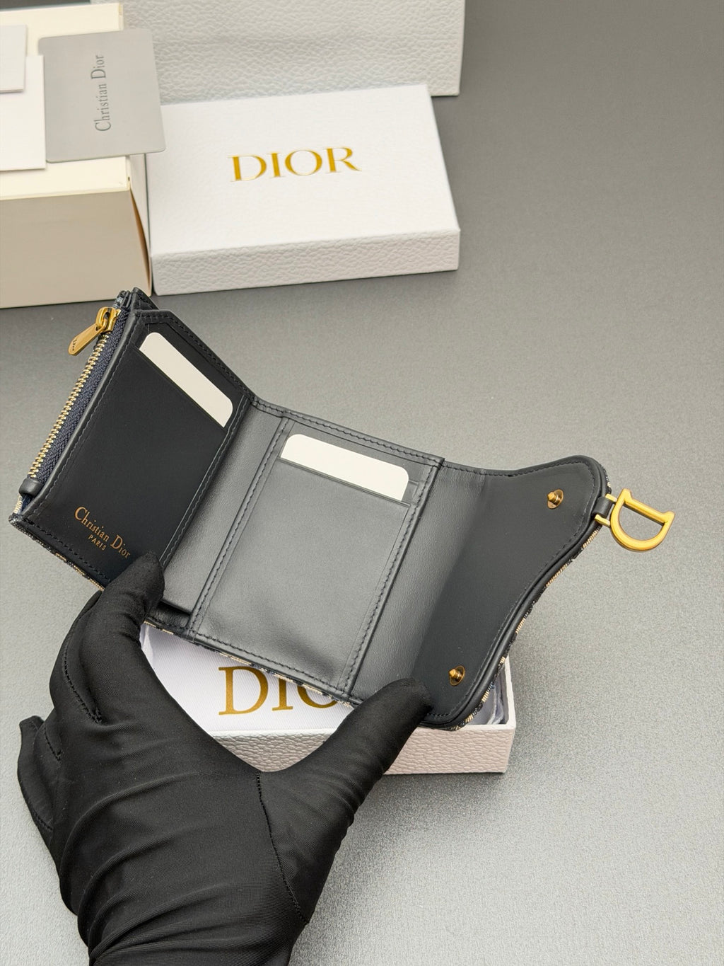 Dior Saddle Lotus Wallet in Oblique Jacquard
