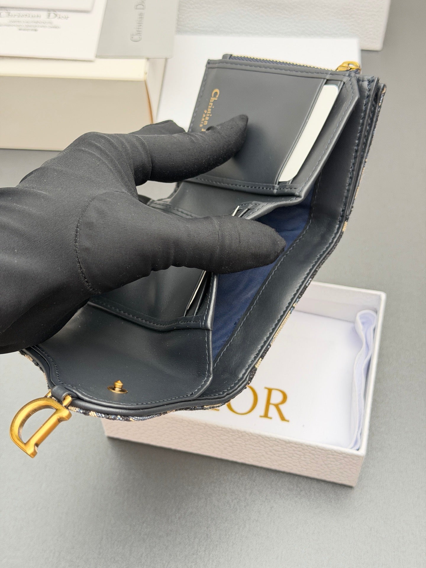 Dior Saddle Lotus Wallet in Oblique Jacquard