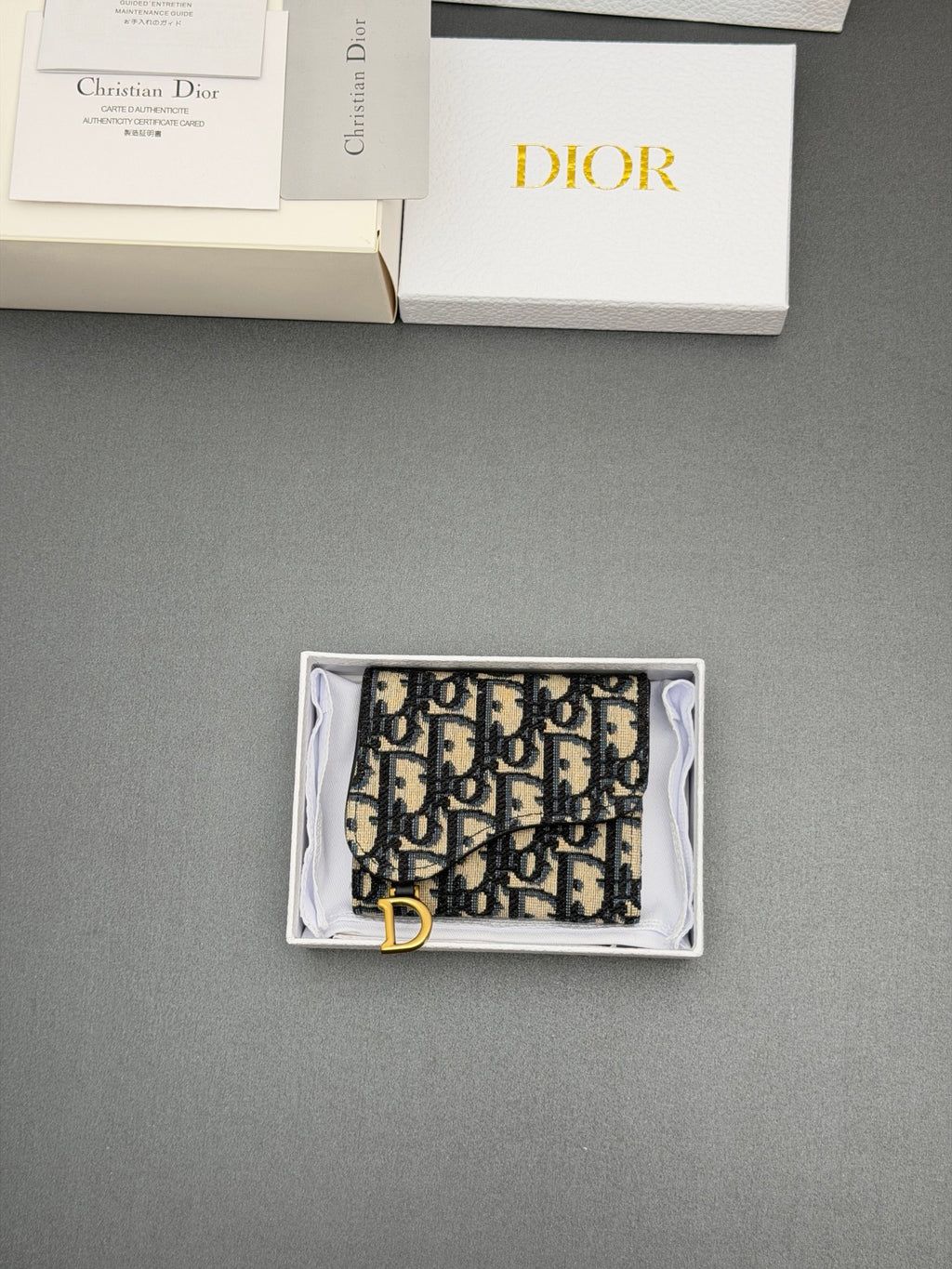 Dior Saddle Lotus Wallet in Oblique Jacquard