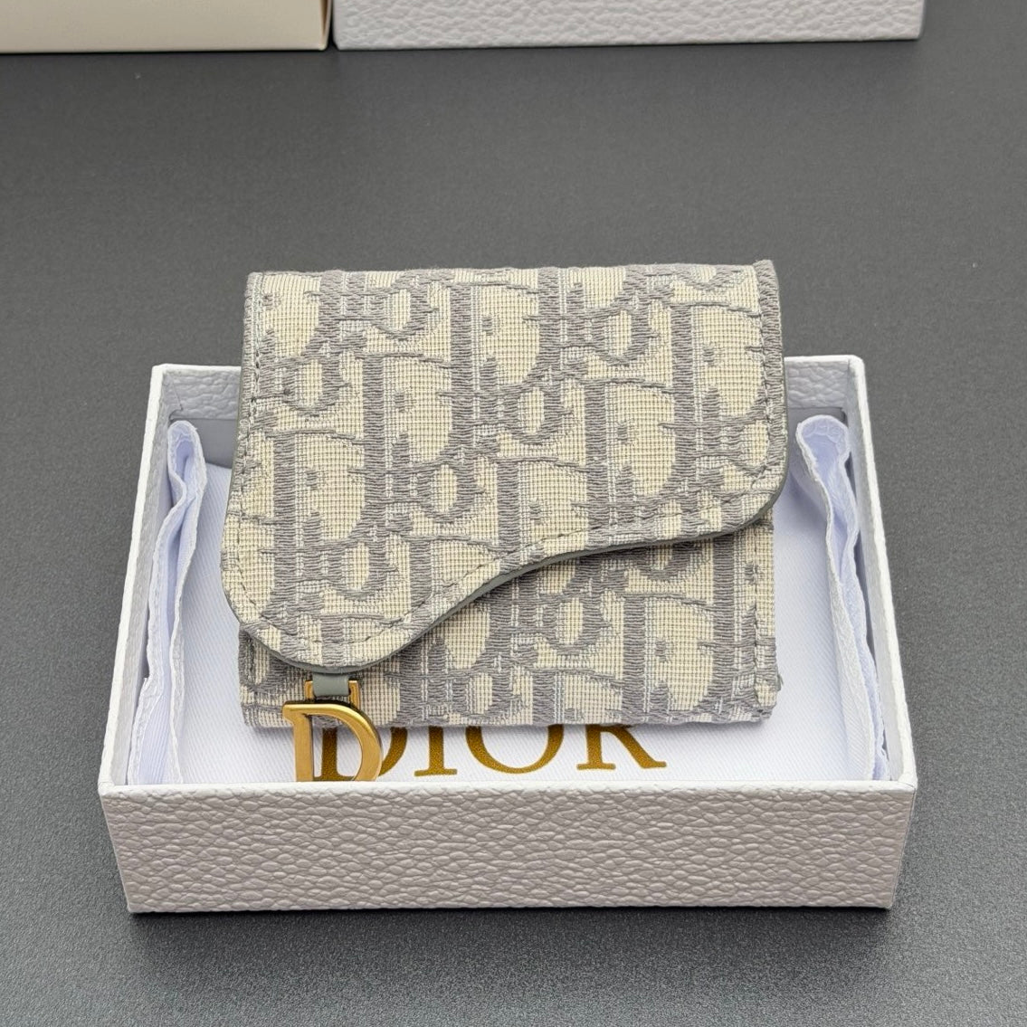 Dior Saddle Lotus Wallet in Oblique Jacquard