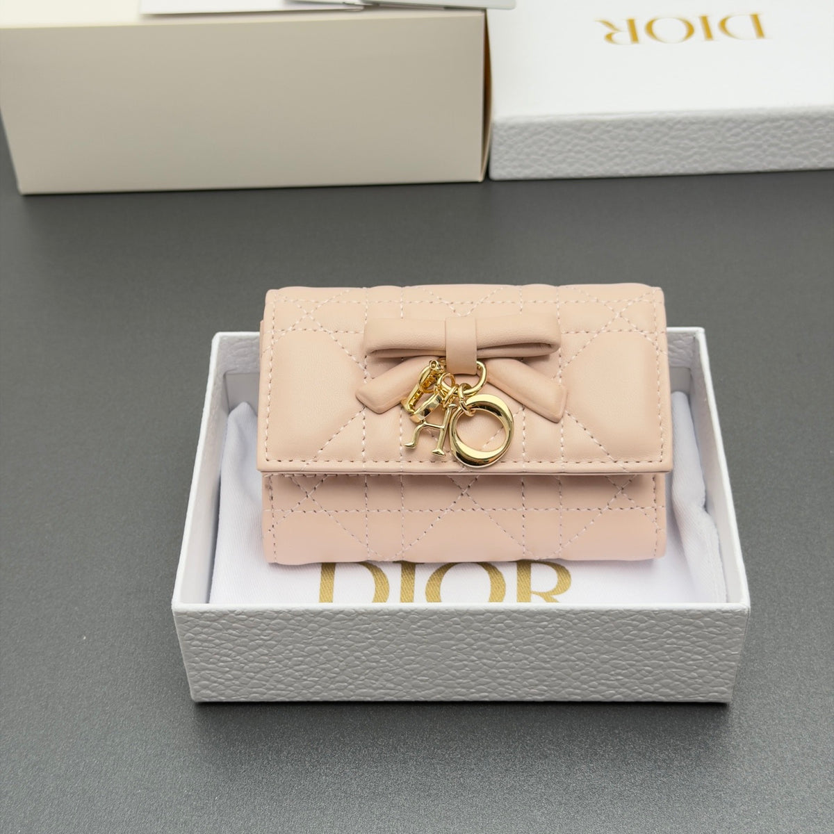 Dior Lady Dior Glycine Wallet in Lambskin