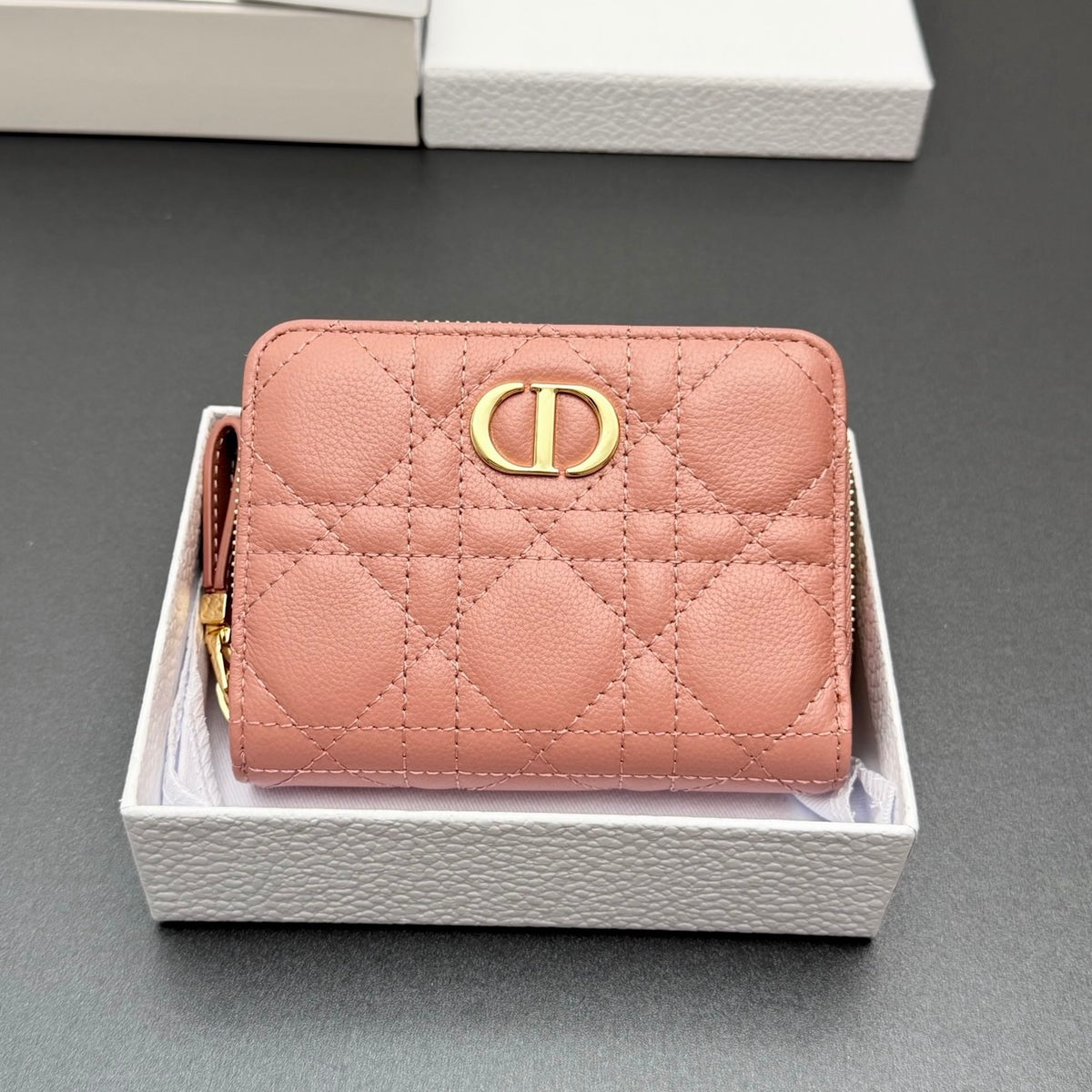 Dior Christian Caro Wallet in Quilt Grained Calfskin