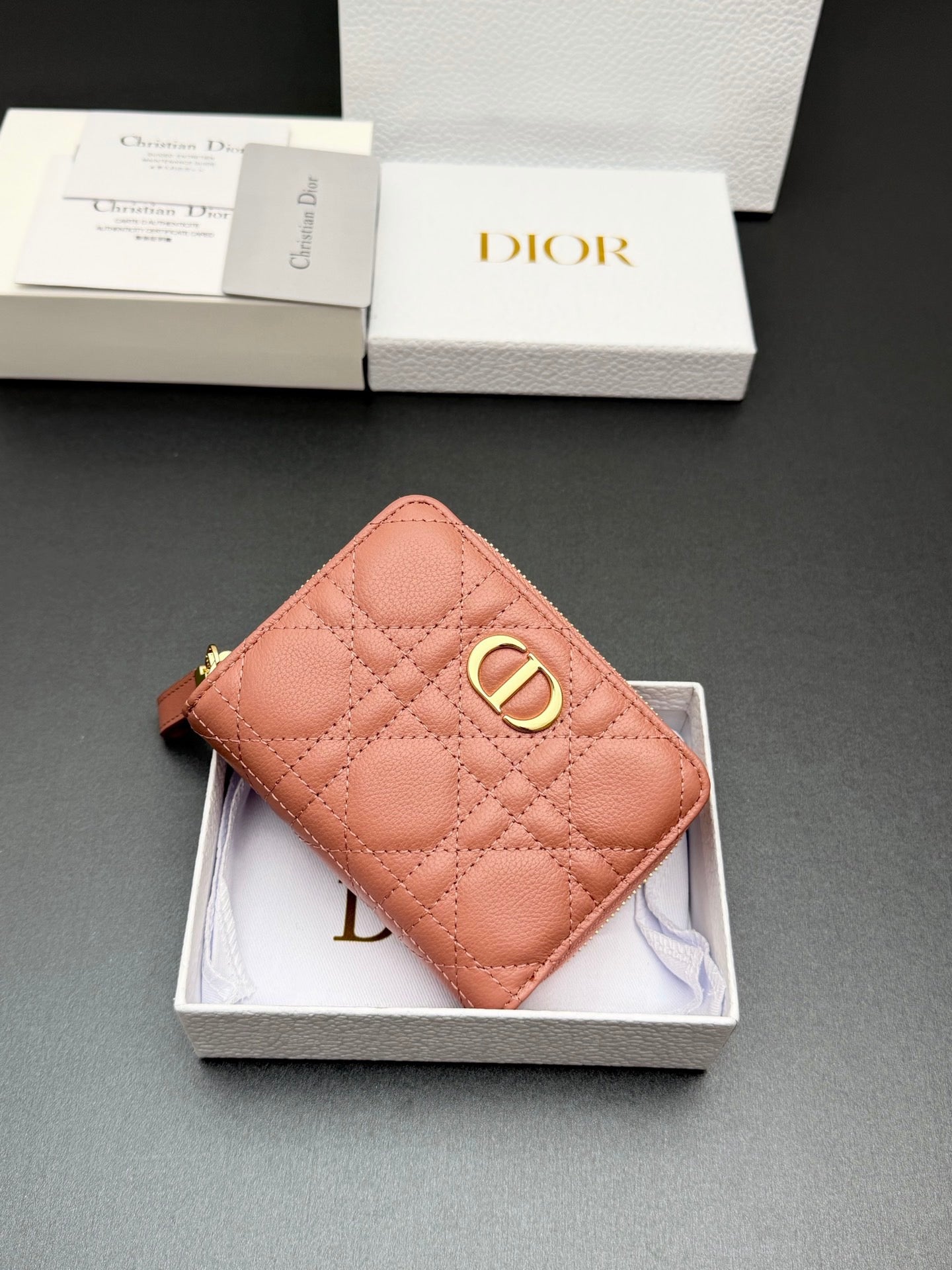Dior Christian Caro Wallet in Quilt Grained Calfskin