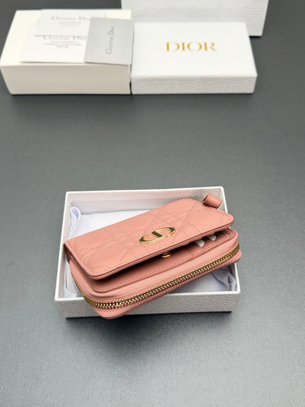 Dior Christian Caro Wallet in Quilt Grained Calfskin