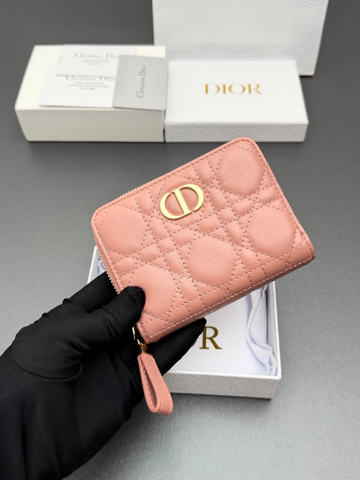 Dior Christian Caro Wallet in Quilt Grained Calfskin
