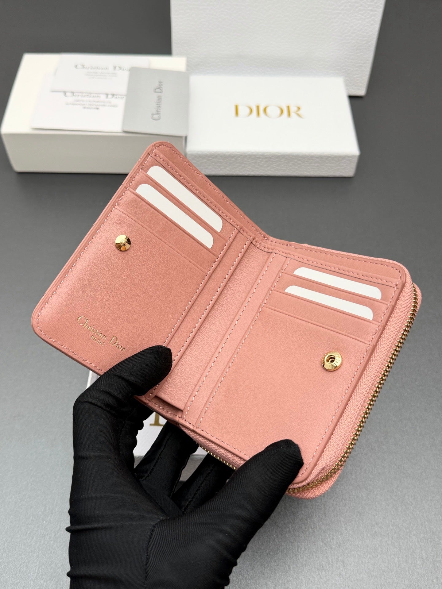 Dior Christian Caro Wallet in Quilt Grained Calfskin