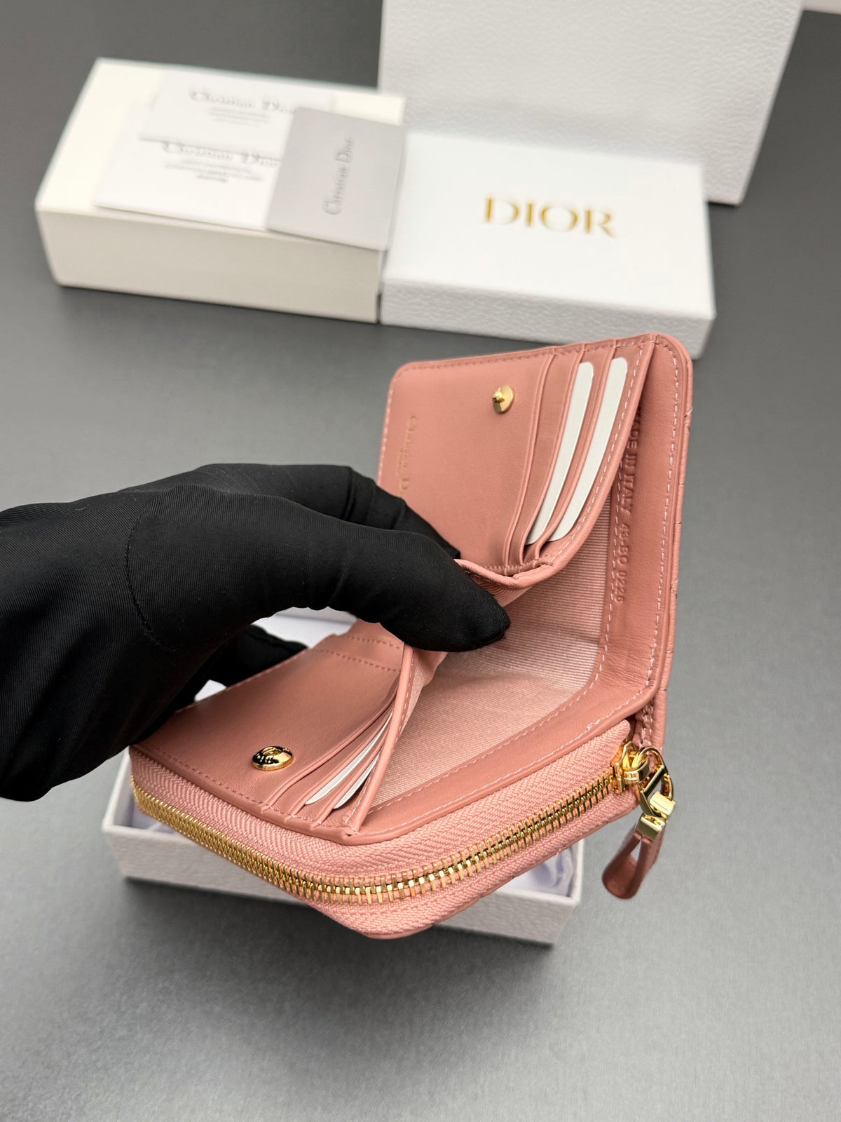 Dior Christian Caro Wallet in Quilt Grained Calfskin