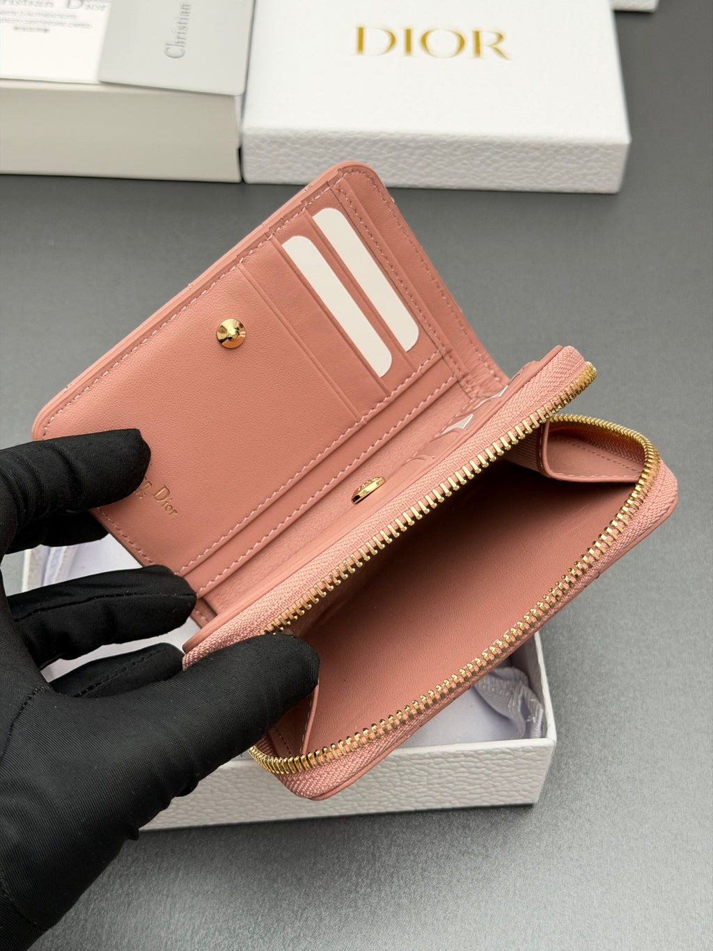 Dior Christian Caro Wallet in Quilt Grained Calfskin