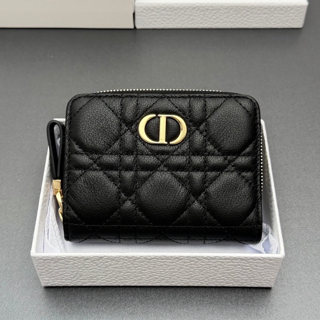 Dior Christian Caro Wallet in Quilt Grained Calfskin