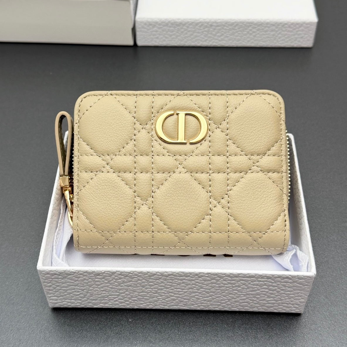 Dior Christian Caro Wallet in Quilt Grained Calfskin