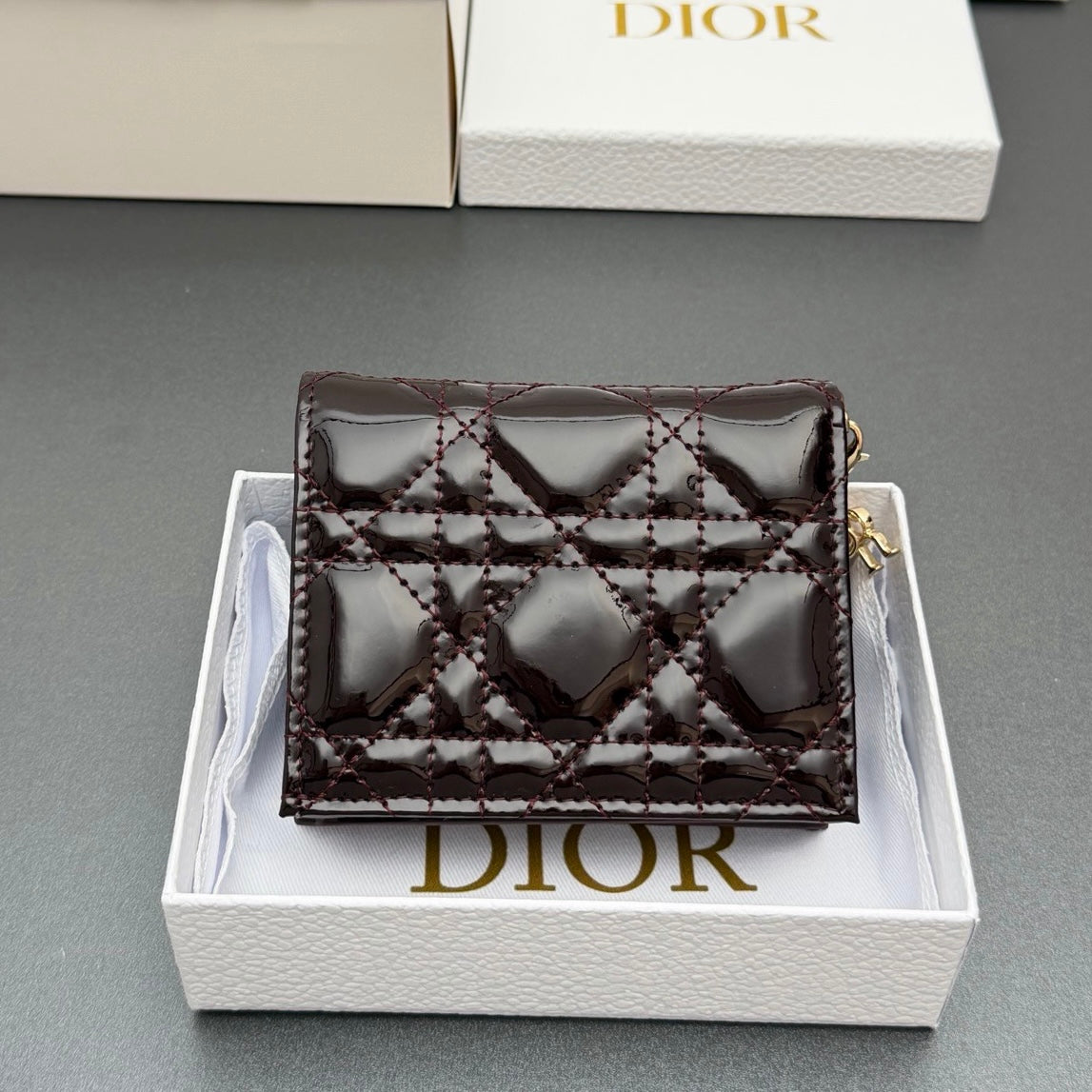 Dior Mini Lady Gardenia Wallet in Patent Cannage Calfskin