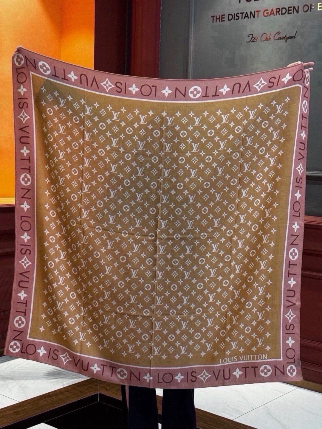 LV Shawl 140 Style 01 in Cashmere And Silk