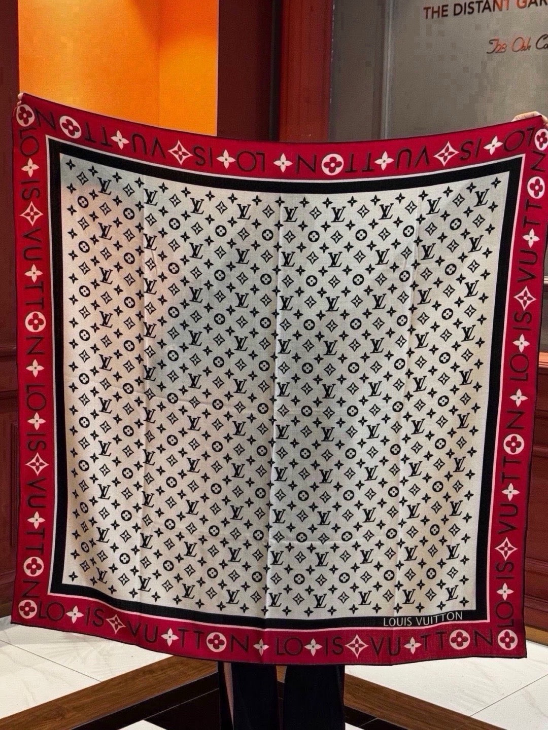 LV Shawl 140 Style 01 in Cashmere And Silk