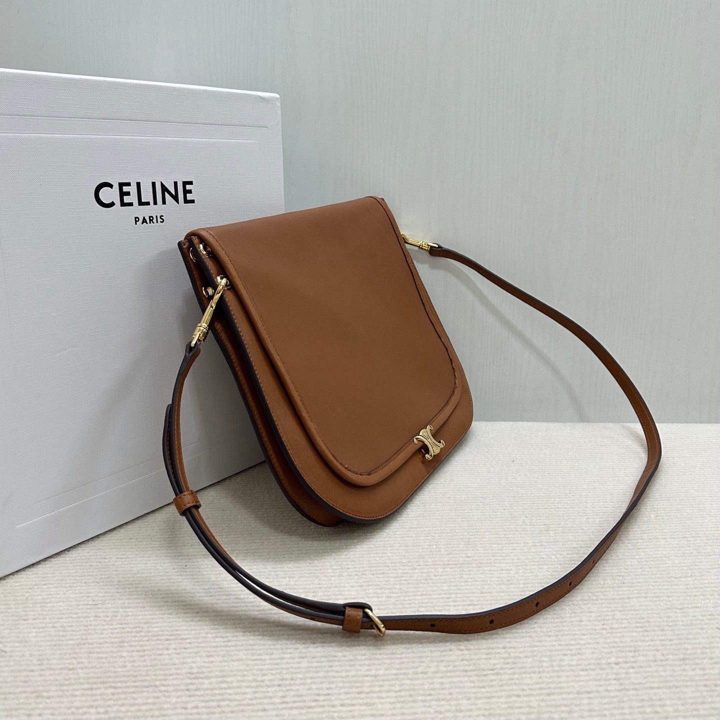 Celine Soft Triomphe Besace In Supple Shiny Lambskin