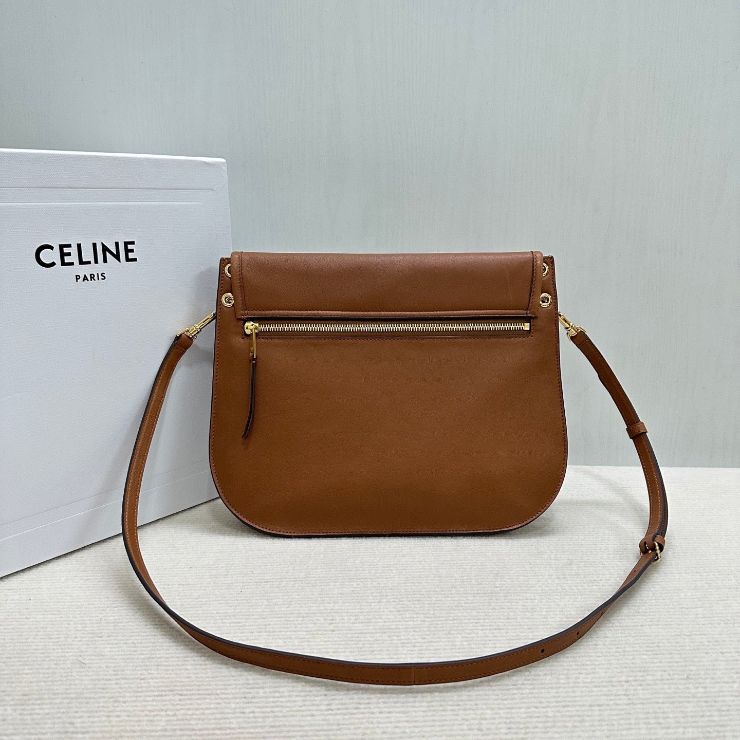 Celine Soft Triomphe Besace In Supple Shiny Lambskin