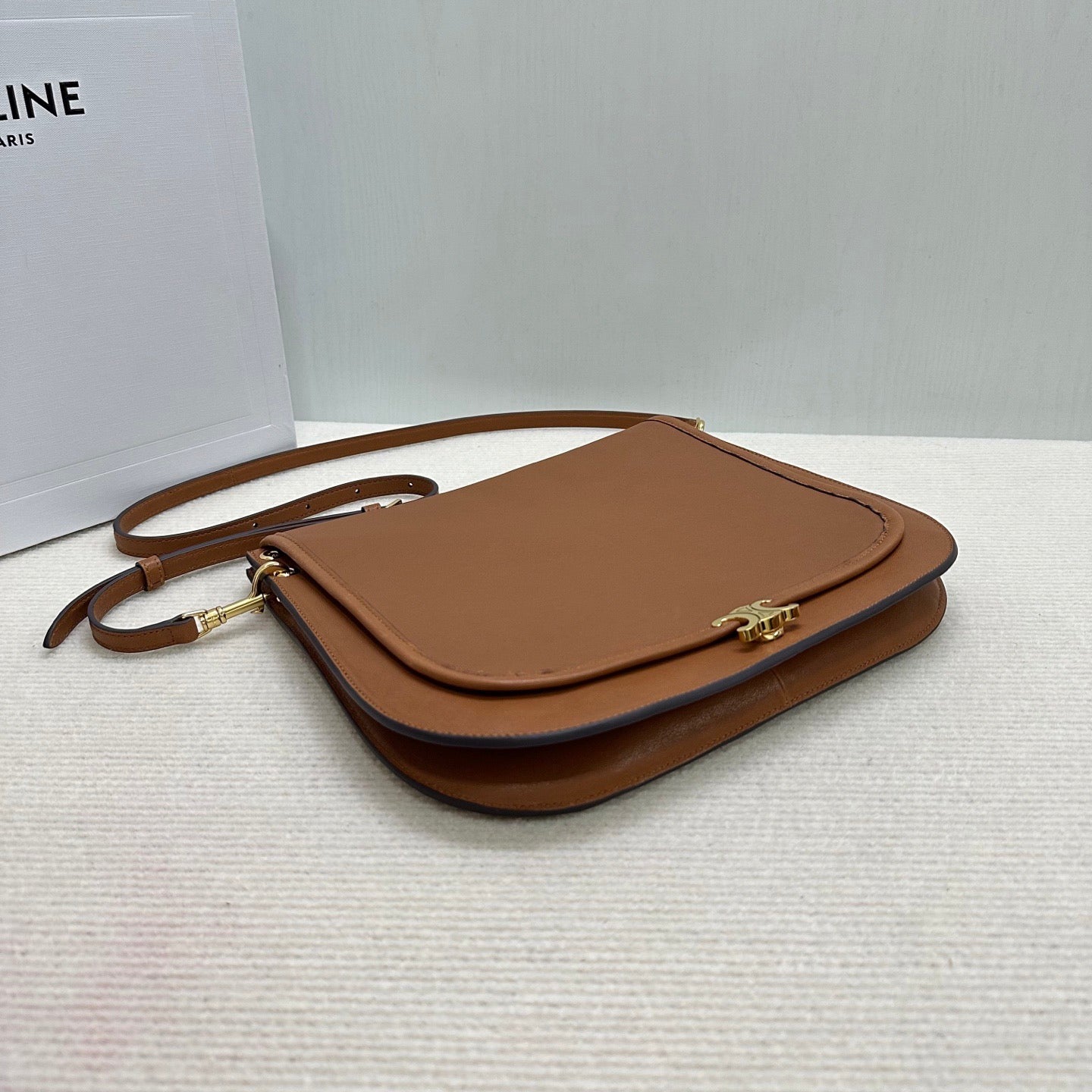 Celine Soft Triomphe Besace In Supple Shiny Lambskin