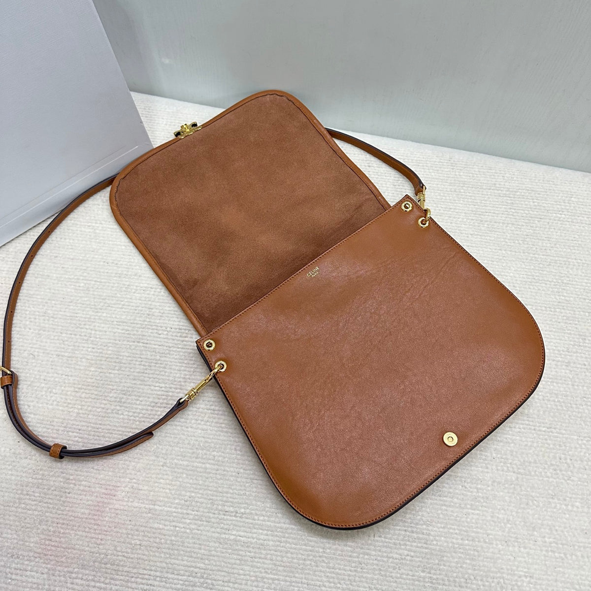 Celine Soft Triomphe Besace In Supple Shiny Lambskin