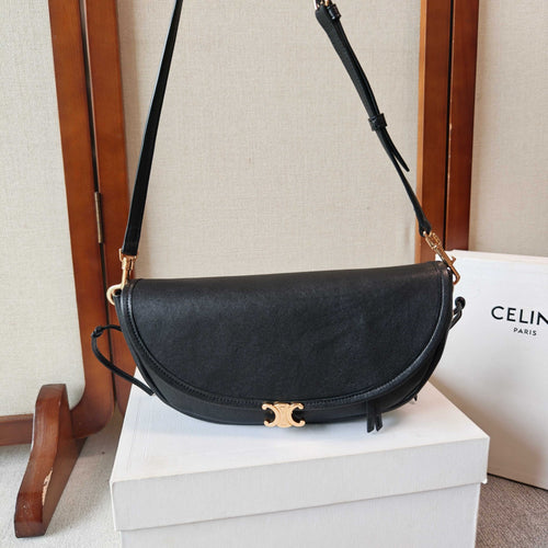 Celine Little Halfmoon Soft Triomphe In Supple Shiny Lambskin