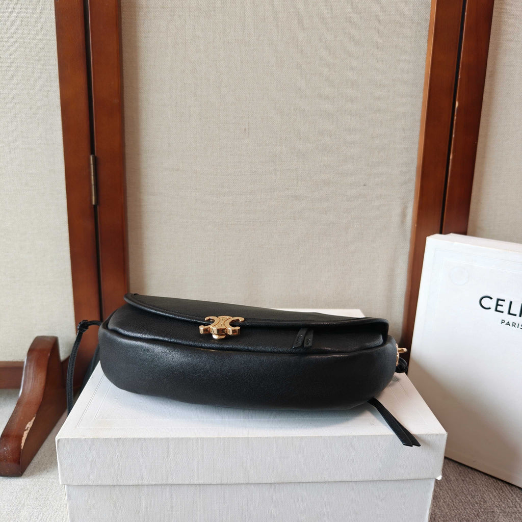 Celine Little Halfmoon Soft Triomphe In Supple Shiny Lambskin