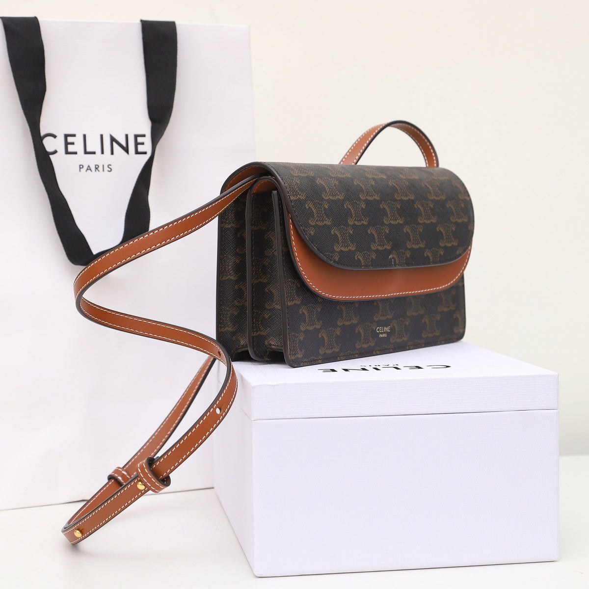 Celine Wallet on Strap in Triomphe Canvas