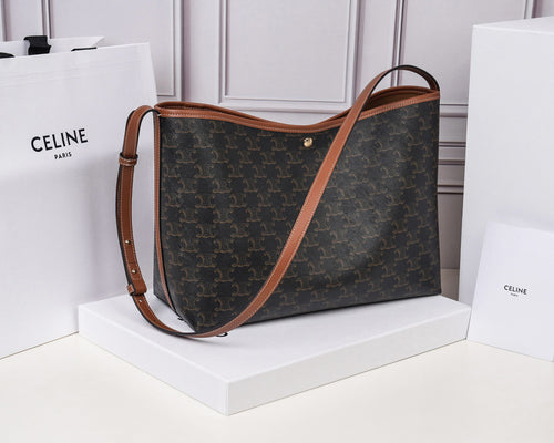 Celine Soft Shopper Bag In Triomphe Canvas And Calfskin