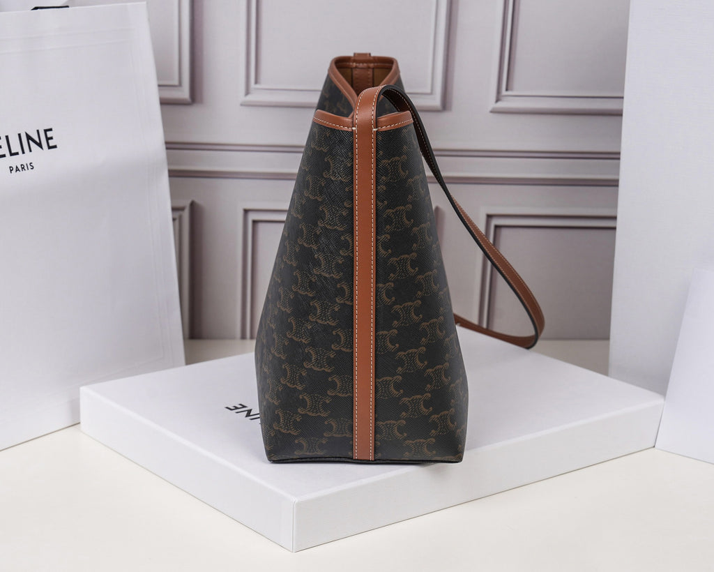 Celine Soft Shopper Bag In Triomphe Canvas And Calfskin