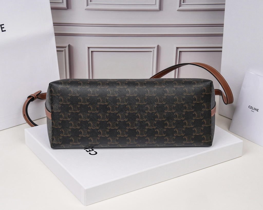 Celine Soft Shopper Bag In Triomphe Canvas And Calfskin