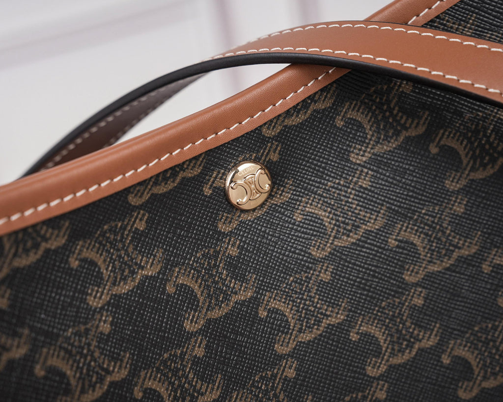 Celine Soft Shopper Bag In Triomphe Canvas And Calfskin
