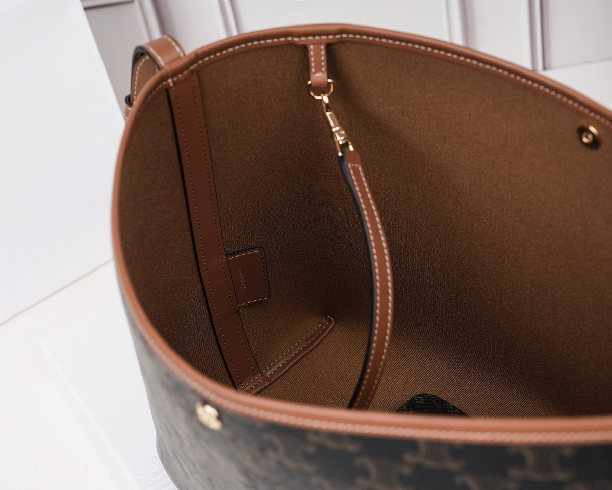 Celine Soft Shopper Bag In Triomphe Canvas And Calfskin