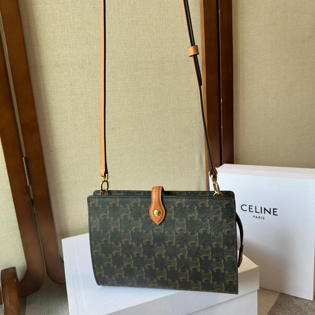 Celine Small Note Book In Triomphe Canvas And Natural Calfskin