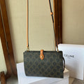 Celine Small Note Book In Triomphe Canvas And Natural Calfskin