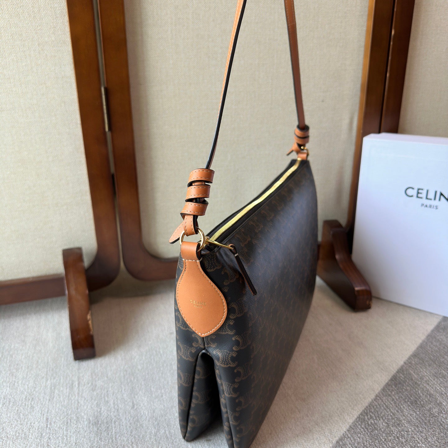 Celine Duo In Triomphe Canvas And Natural Calfskin