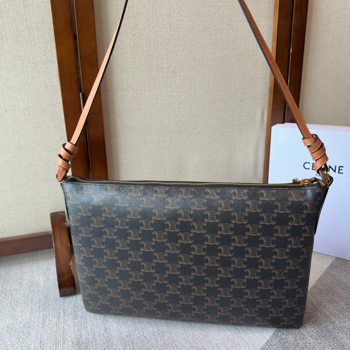 Celine Duo In Triomphe Canvas And Natural Calfskin