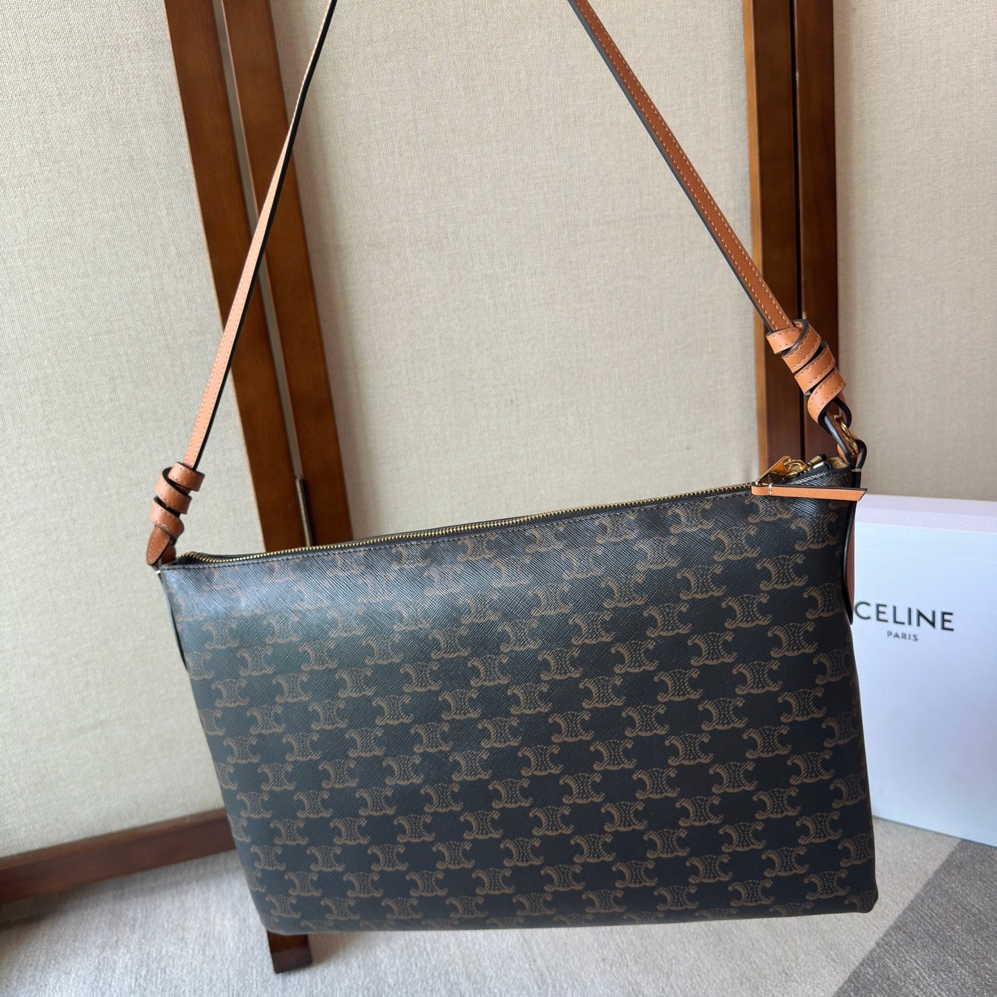 Celine Duo In Triomphe Canvas And Natural Calfskin