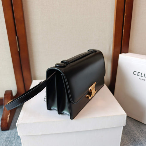 Celine Medium Triomphe Folio In Shiny Calfskin