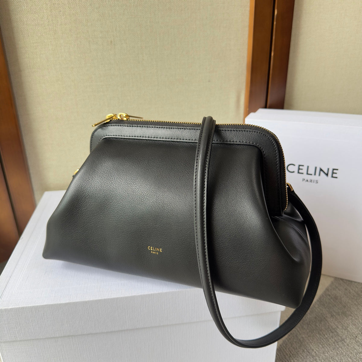 Celine Small Doctor's Pouch In Supple Natural Calfskin