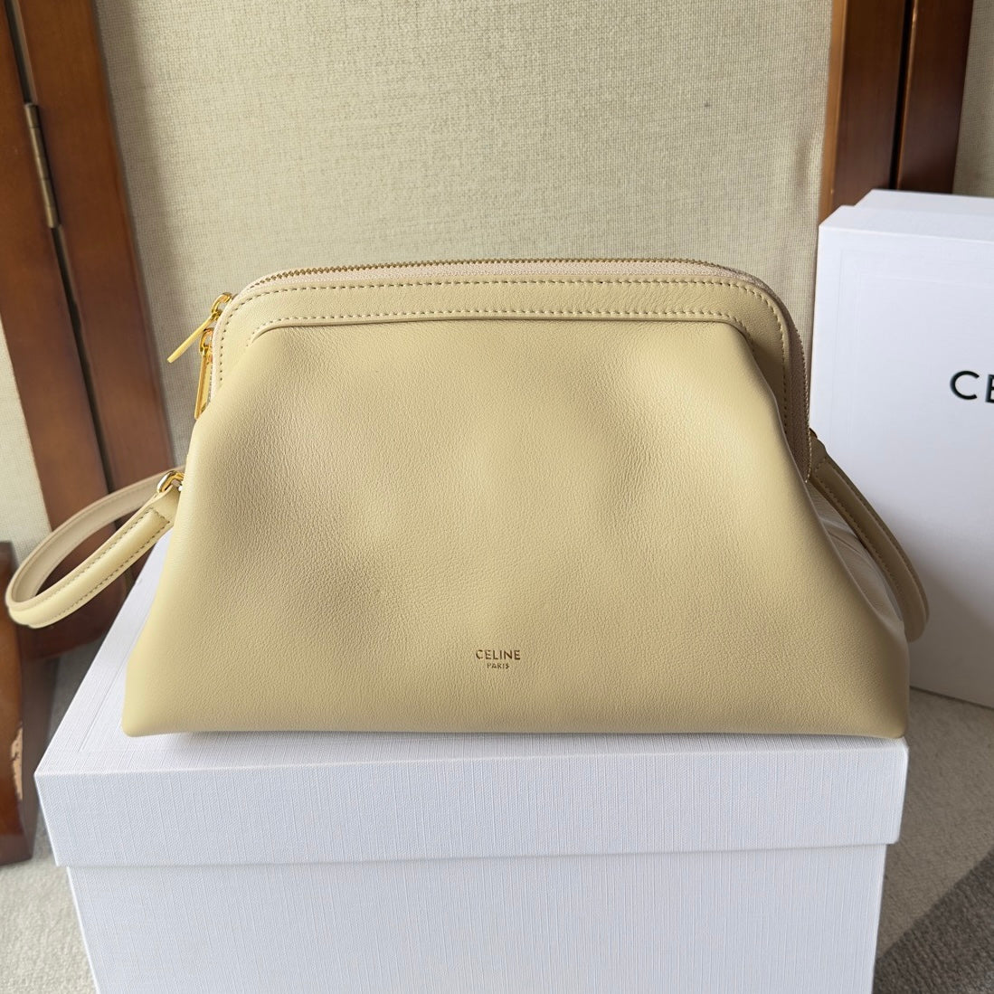 Celine Small Doctor's Pouch In Supple Natural Calfskin