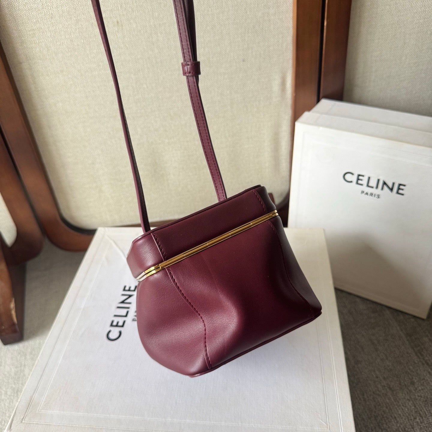 Celine Cube Frame In Supple Calfskin