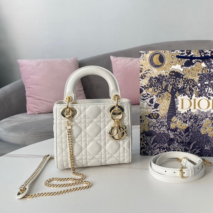 Dior Mini Lady Dior Bag Latte Cannage Lambskin