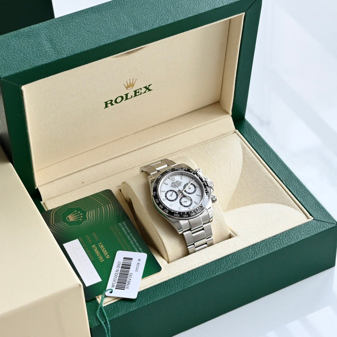 Rolex Daytona 126500LN-0001 40mm 904L Steel White Baguette Dial