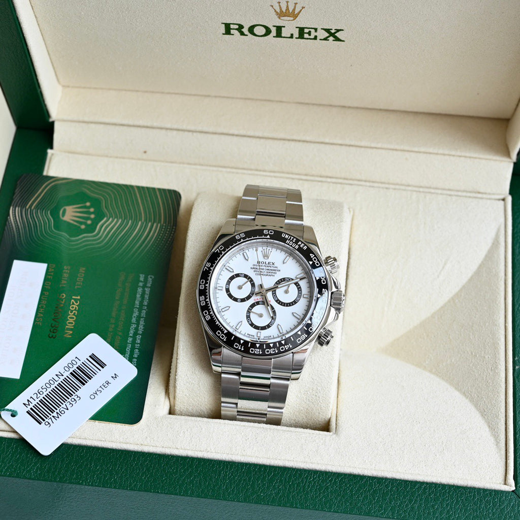 Rolex Daytona 126500LN-0001 40mm 904L Steel White Baguette Dial