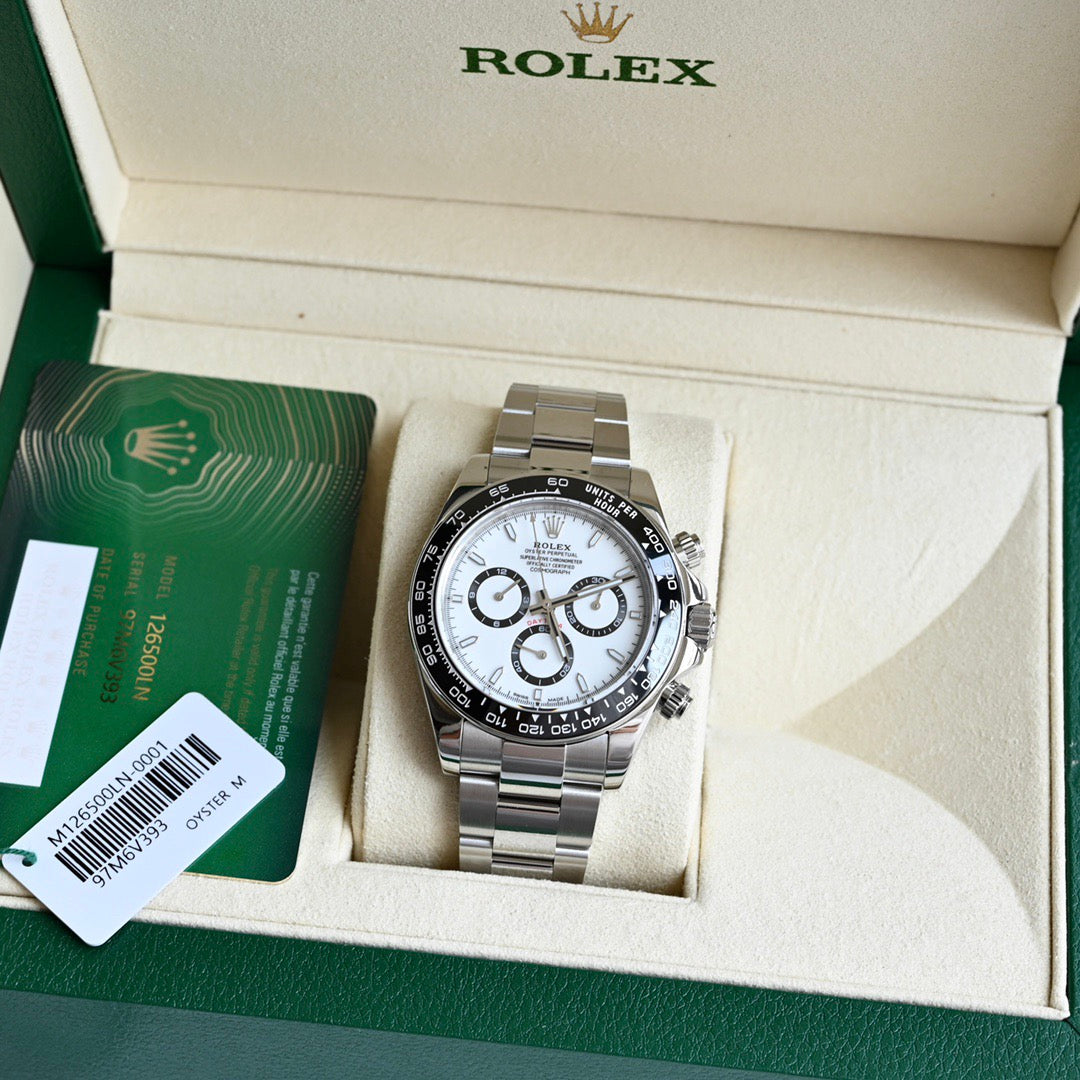 Rolex Daytona 126500LN-0001 40mm 904L Steel White Baguette Dial