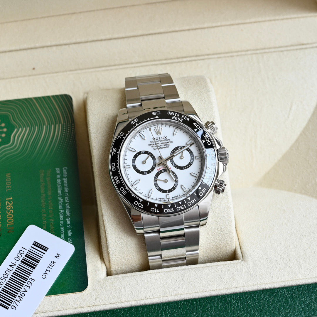 Rolex Daytona 126500LN-0001 40mm 904L Steel White Baguette Dial