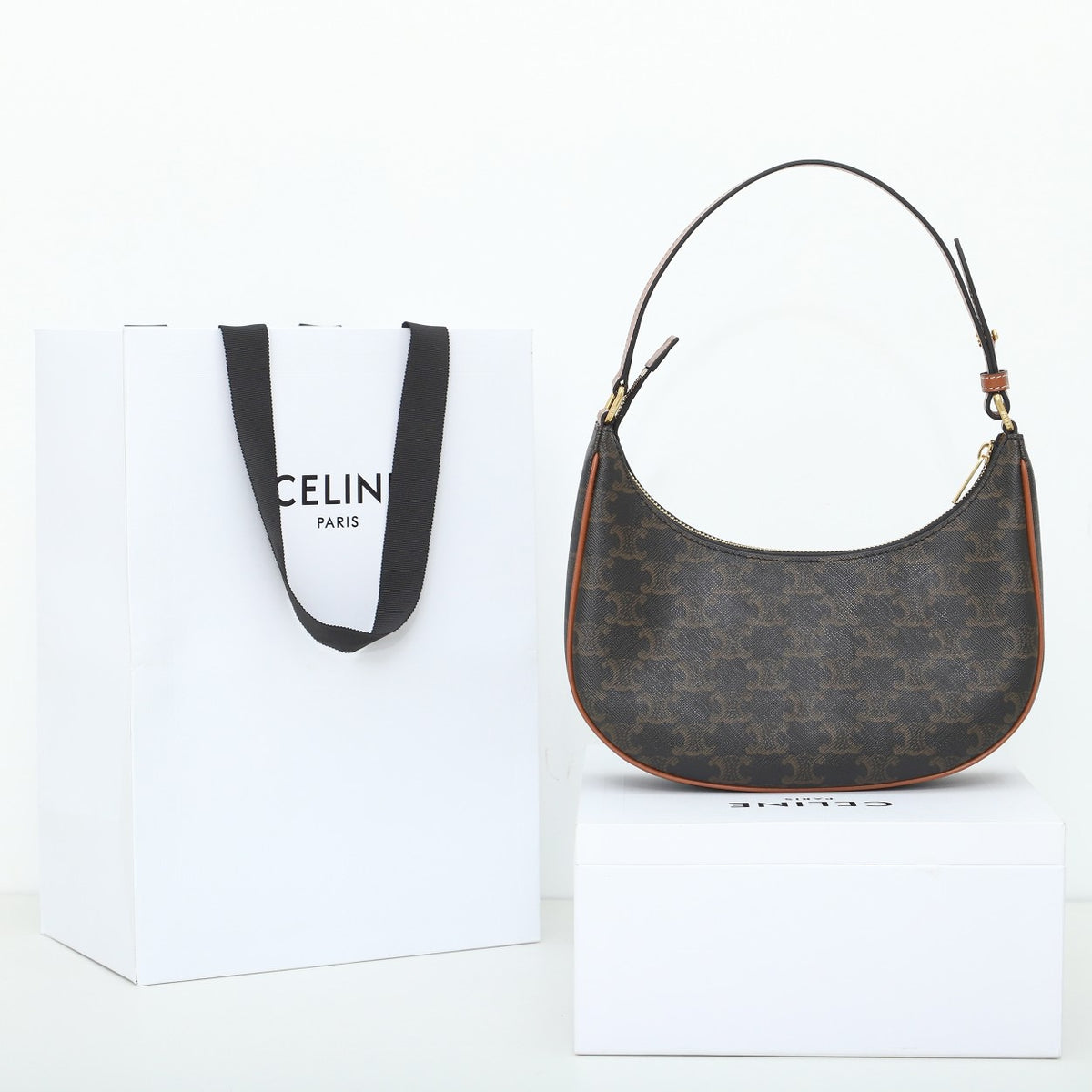 Celine Ava Bag In Triomphe Canvas And Calfskin