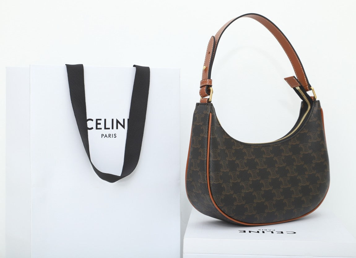 Celine Ava Bag In Triomphe Canvas And Calfskin