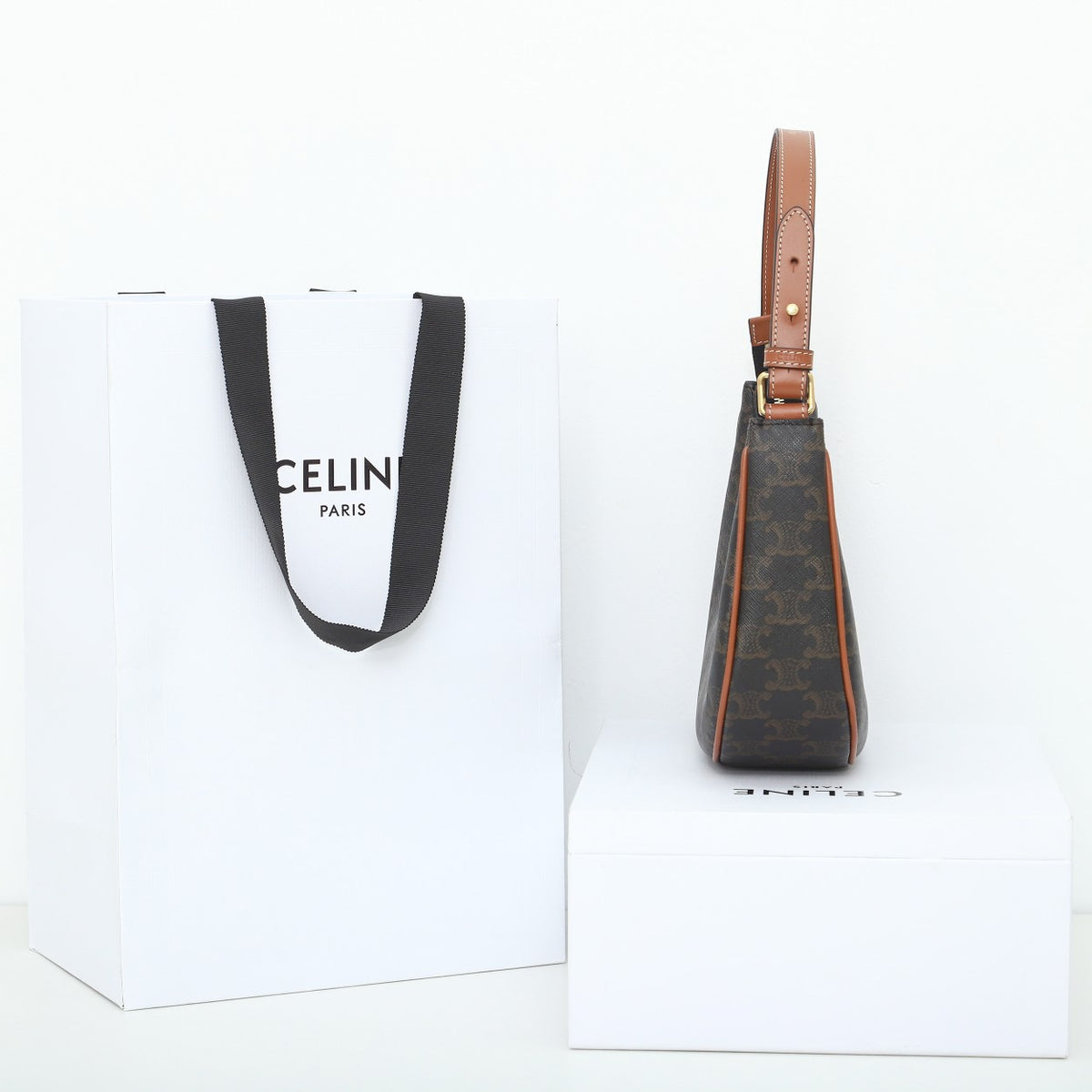 Celine Ava Bag In Triomphe Canvas And Calfskin