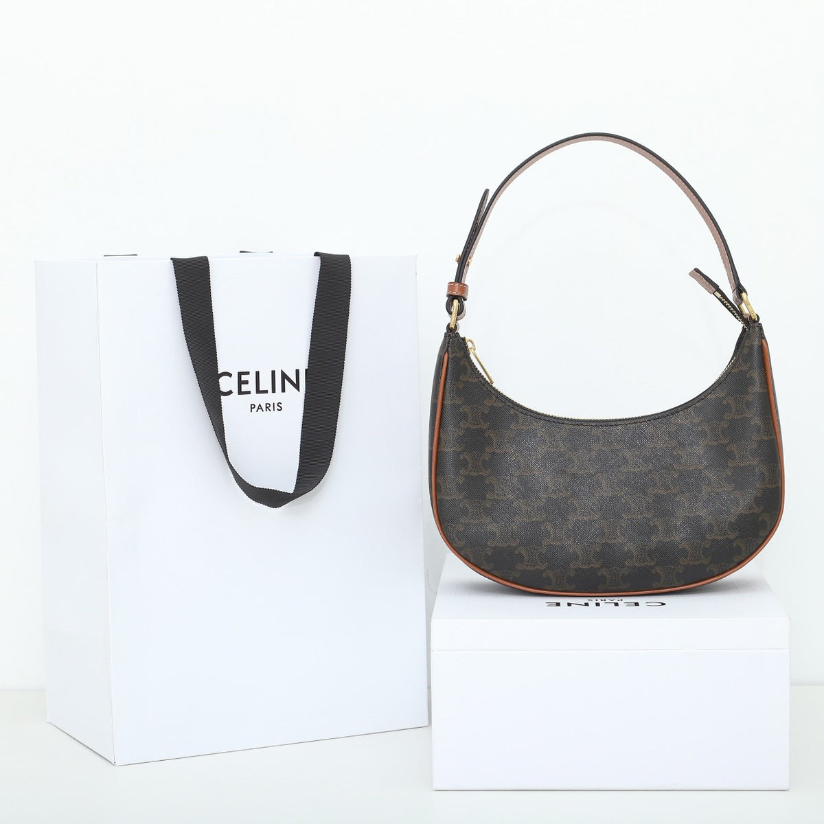 Celine Ava Bag In Triomphe Canvas And Calfskin