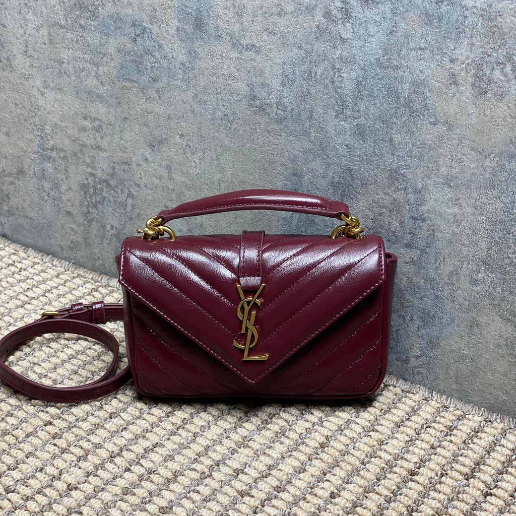 Saint Laurent College Mini in Shiny Leather